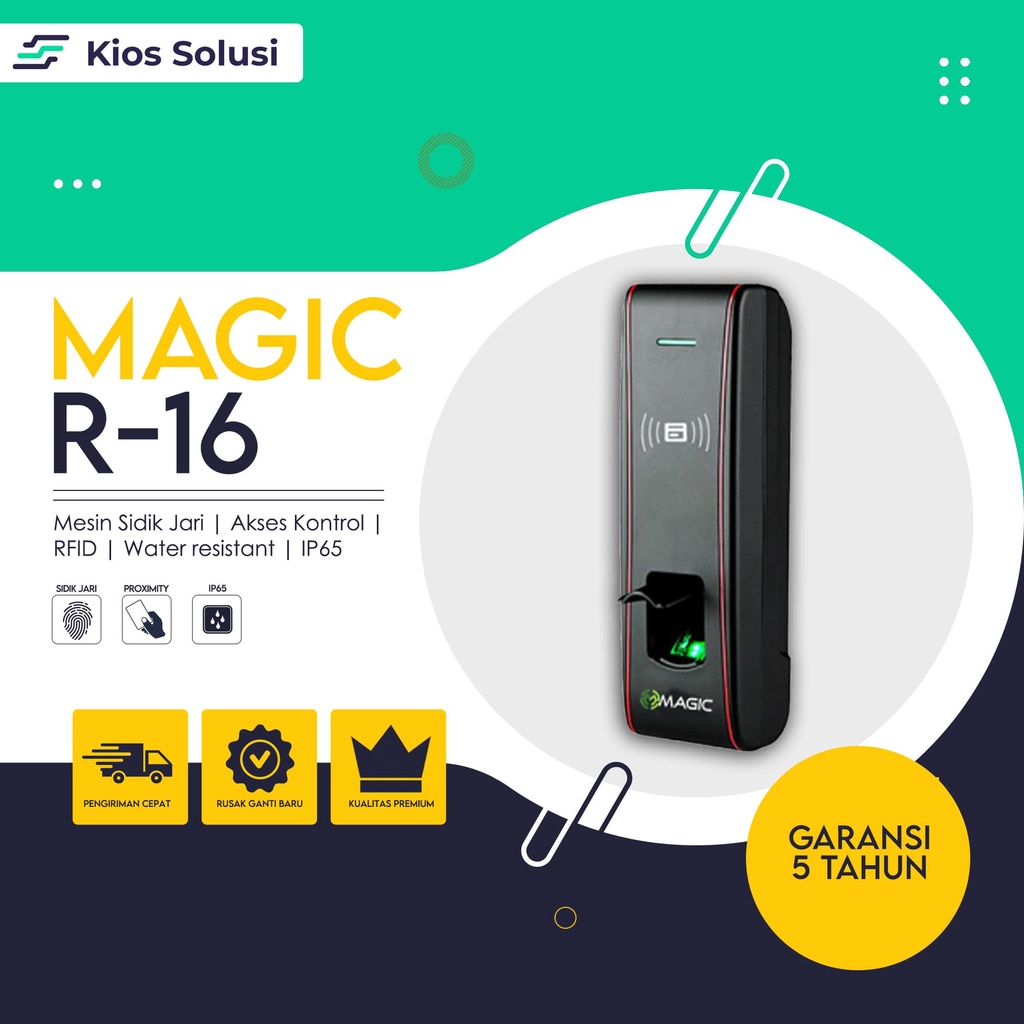 Mesin Akses Kontrol Magic R16 | Mesin Akses Sidik Jari | Fingerprint | Kartu RFID Proxi | Waterproof | IP65