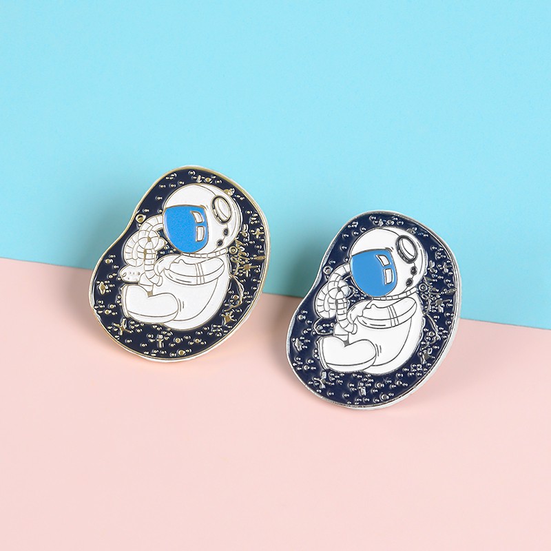 MASON Bros Pin Enamel Desain Kartun Planet Galaksi Luar Angkasa Astronot