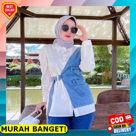 Blouse Wanita Korean Style Eonni Baju Atasan Blus Cewek Bahan Monalisa Polkadot Pakaian Kerja Kasual