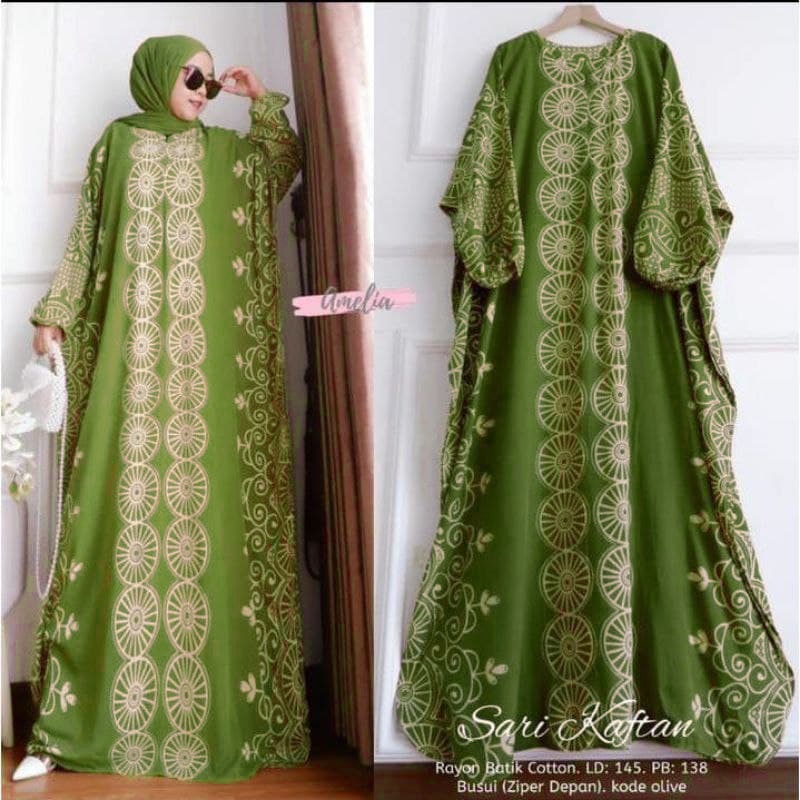 Gamis Kaftan Jumbo Motif Terbaru Daster Kekinian Daster Arab Murah Busui Panjang Viral