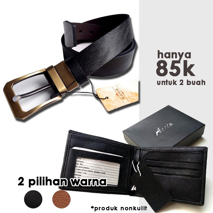 Dompet Lipat + Sabuk Trendy Fashion Pria Modern