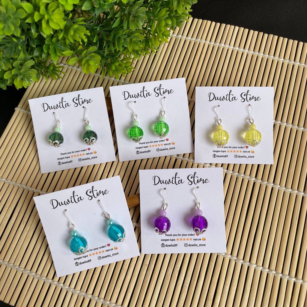 HANDMADE ANTING ANAK DEWASA KAITAN PLASTIK MOTIF MUTIARA BENING