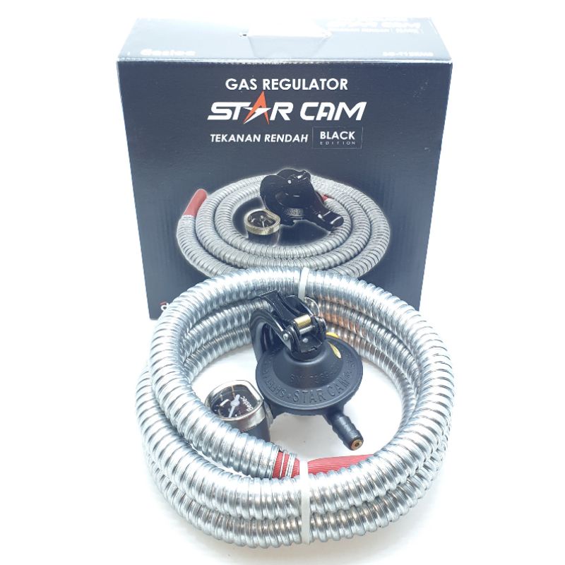 Paket Starcam SC-T12RMS Regulator Kompor Gas Meter + Selang Gas Aluminium