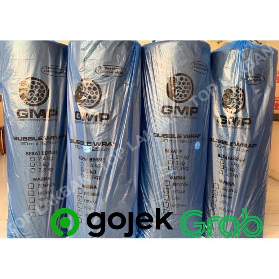 

H3T Bubble Wrap Hitam GMP Ukuran 1,25M X 50M Merek GMP