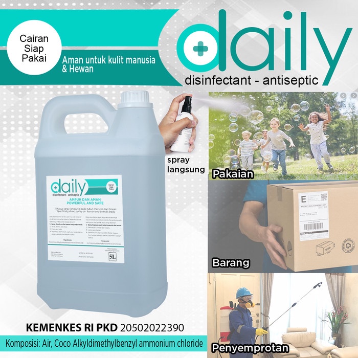 Desinfektan Cairan Antiseptik DAILY Reguler 5 Liter Refill siap pakai - Disinfectant Disinfektan