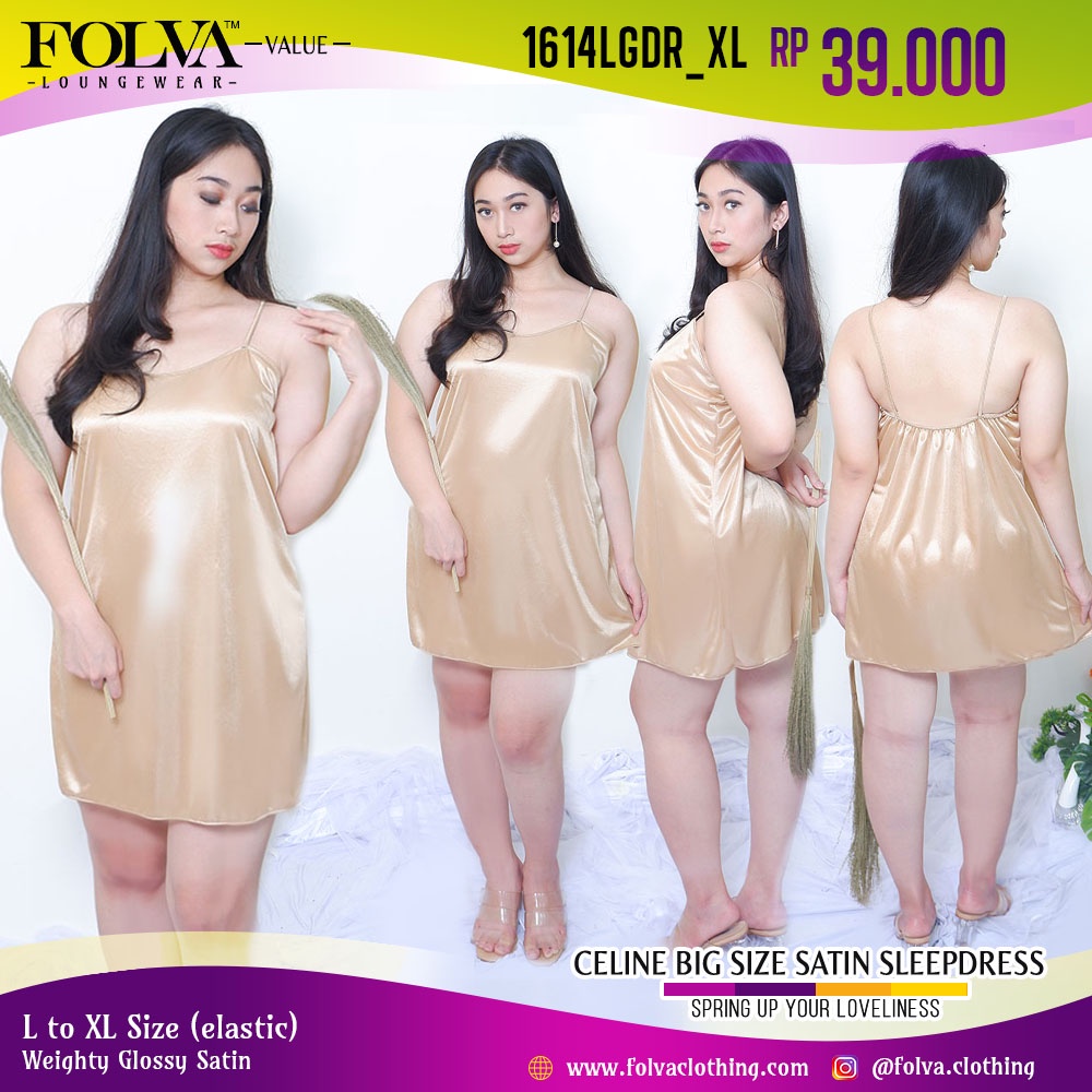 FOLVA Baju tidur wanita dress tanktop satin big size jumbo XL