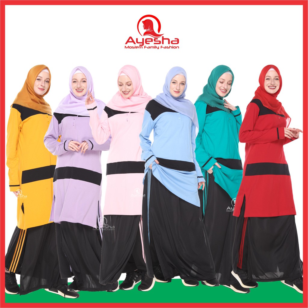 Setelan Baju  Olahraga  Muslimah  Variasi Atasan Kaos 