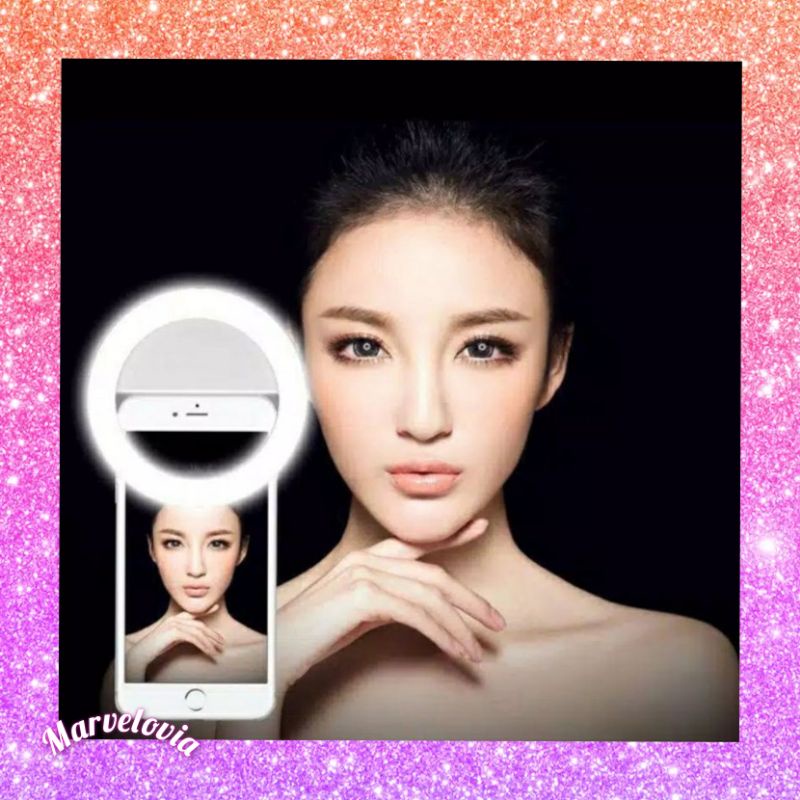 SELFIE RING LIGHT LED / LAMPU SELFIE BULAT KAMERA HP FLASH CHARM EYES