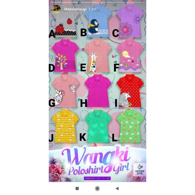  Kaos Kerah Anak Perempuan  Wangki poloshirt girl Shopee 