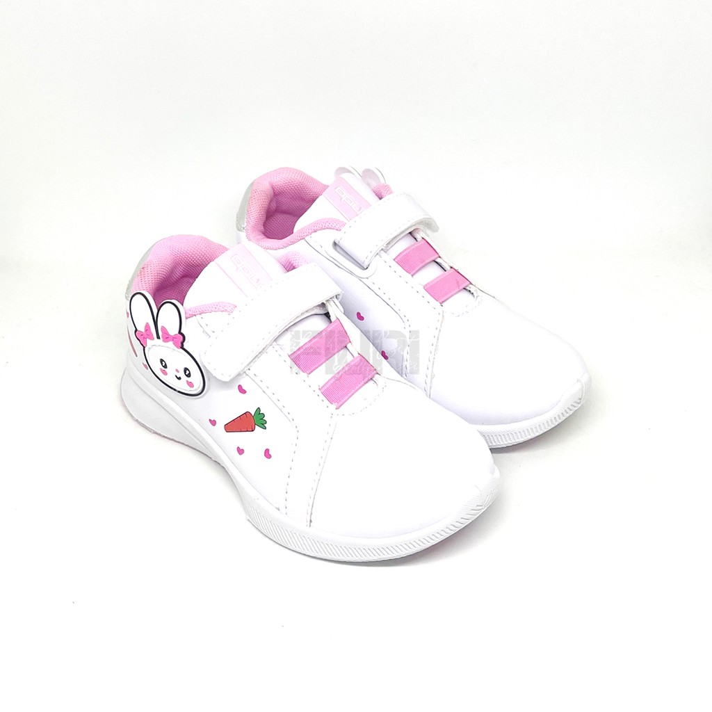 FIURI - ANDO ORIGINAL - CUTE BUNNY PEREKAT 29-32 PUTIH PINK - SEPATU SNEAKERS KANVAS SOL KARET ANAK KECIL PEREMPUAN  - SEPATU KELINCI KETS LUCU FASHION TRENDY - SEPATU SEKOLAH PAUD TK KRETEKAN PEREKAT CEWEK MURAH PROMO DISKON BONUS KAOS KAKI