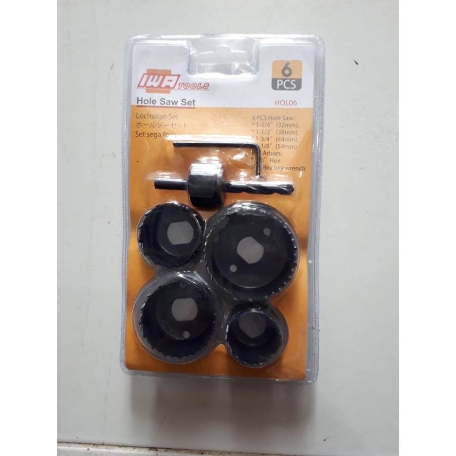 NEW Hole Saw Set IWA 6 Pcs Mata Bor Holesaw Kayu PVC Hidroponik Set 6Pcs