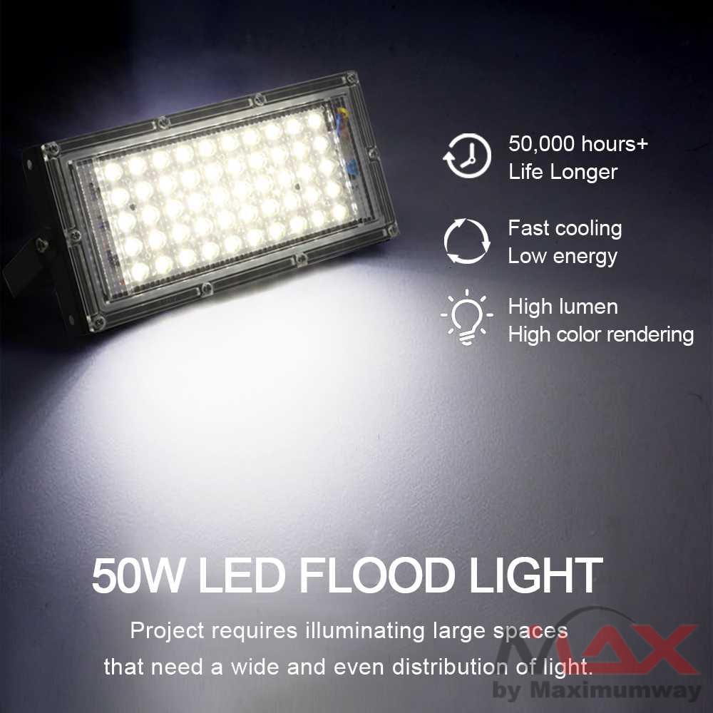 Lampu Sorot Security Gedung Flood Light Menerangi Area Luas 50W 220V Cool White 4500 Lumens Led FloodLight 50W AC 220V-240V Waterproof IP65 Flood light Outdoor Spotlight Led Projector exterieur Spotlight