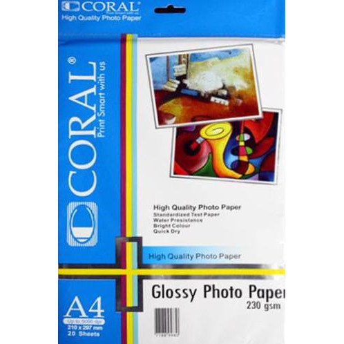 

Promo Murah !!! Kertas Photo Coral Glossy A4-230 Gr Terbaru