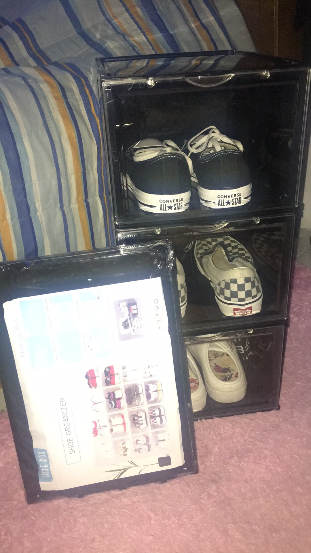 Kotak Rak Tempat Penyimpanan Shoes Sepatu Serbaguna Box Transparan Transparant Lipat Plastik