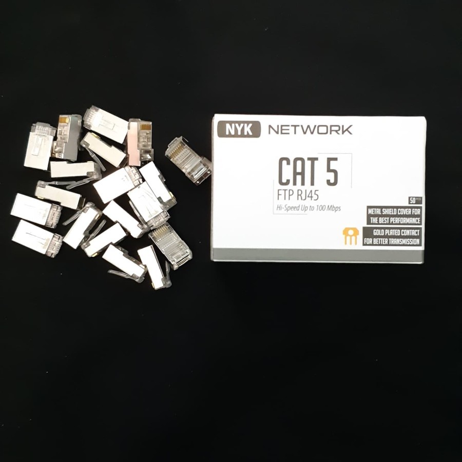 Konektor Rj45 Besi Cat5 Gold Plated isi 50pcs Connector Rj45 Cat 5 NYK