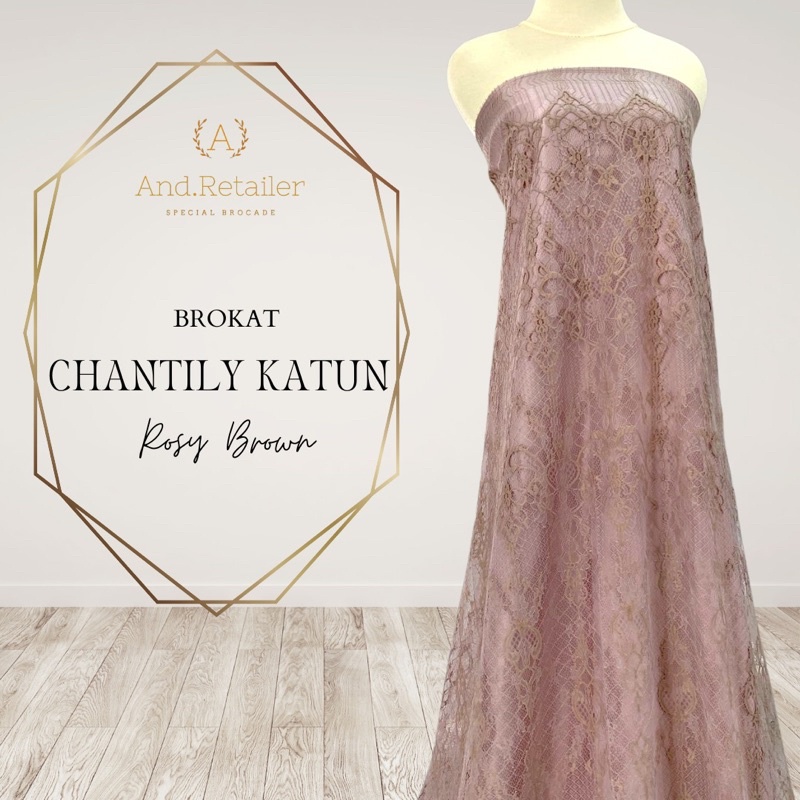 Bahan Kebaya Brokat Semi France Lace Chantily Shantily Katun Per panel 2,5m Warna Rossy Brown