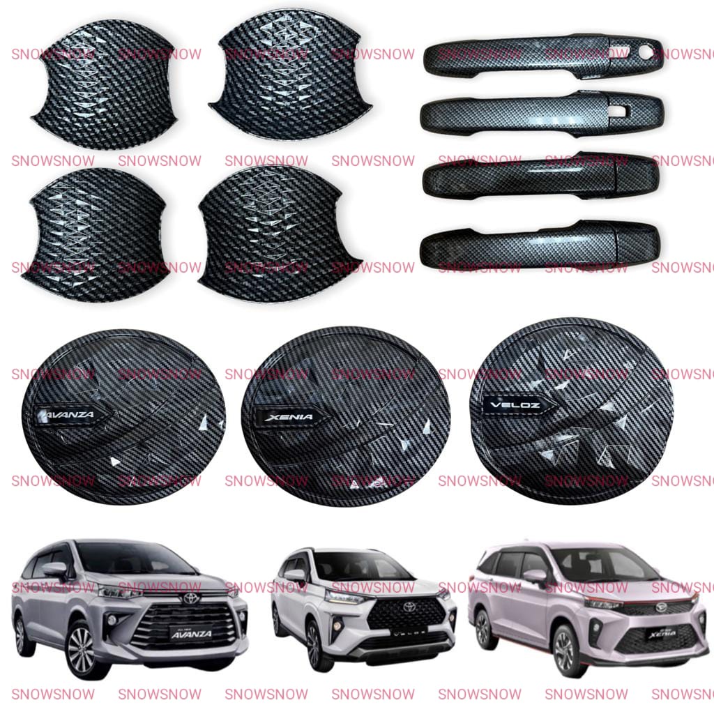 Paket Outer Handle Tank Cover Avanza Xenia Veloz 2021 2022 UP Sporty Carbon