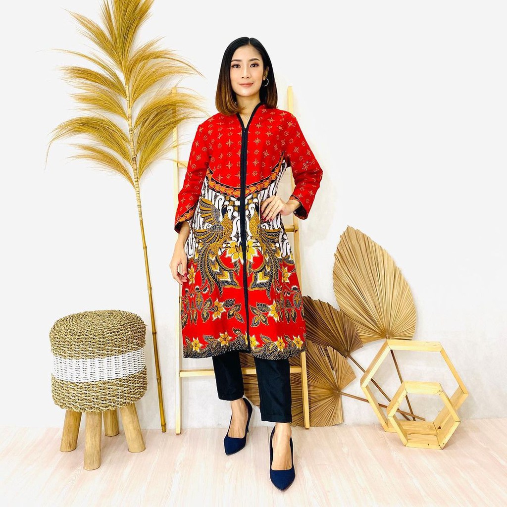 Benang Raja Tunik Batik Wanita Lengan Panjang Ukuran M L XL 2XL