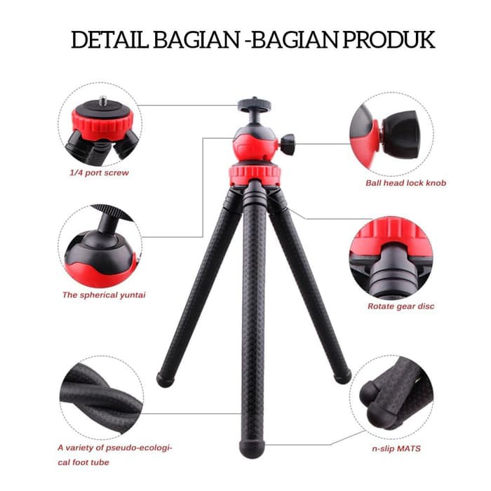 Tripod Holder Handphone dan Kamera Gorilla pod Flexible Jumbo JM-801 Free Holder U