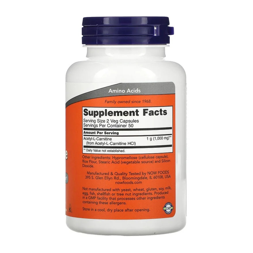 Now Foods Acetyl L Carnitine 500 mg 100 Veg Now Carnitine Otak Saraf