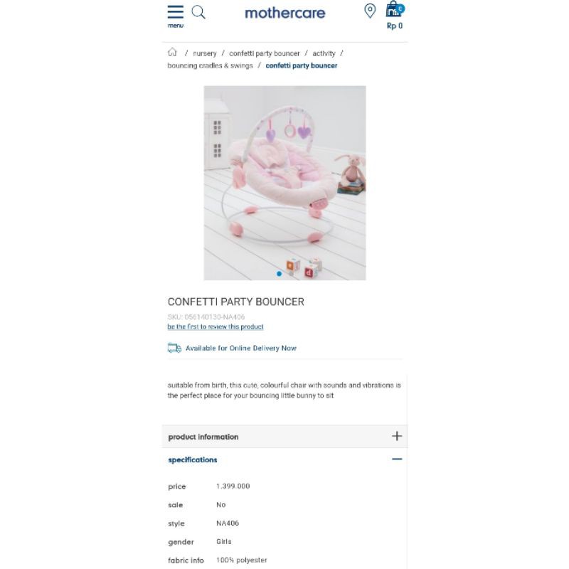 mothercare confetti party bouncer