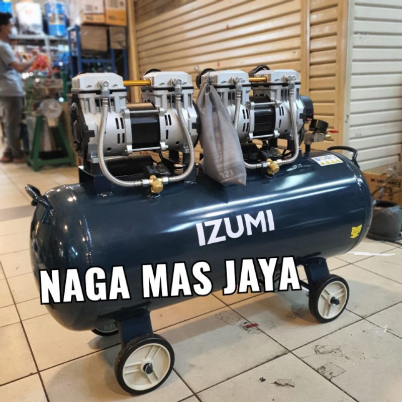 KOMPRESOR ANGIN OIL LESS 1 3/4 HP X2 IZUMI OL 1390SS2 - 100 / COMPRESSOR OILLESS IZUMI OL1390SS2-100