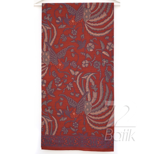 KAIN BATIK KATUN Premium Motif Phoneix Warna Merah Bata Maroon Marun Maron 723922 Cap 72 Jarik Jarit Samping Kebat Panjang Batik Katun Modern Premium Bahan Seragam Batik Pernikahan Kantor Keluarga Murah Kamen Jadi Batik Bali Lembaran