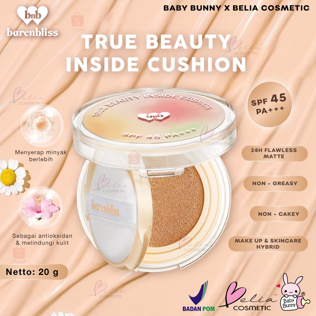 ❤ BELIA ❤ BNB barenbliss Korean Bloomatte True Beauty Inside Cushion 24H Full Coverage | Refill Cushion | BPOM