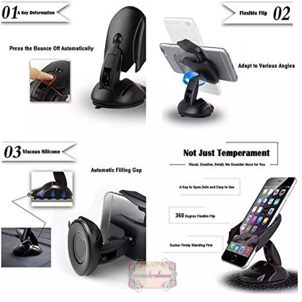 HD2 Car Holder Phone Stand Bentuk Mouse Shape Handphone Mobil Gps Unik Lipat Folding Desktop Dashbroad kekinian SB3035