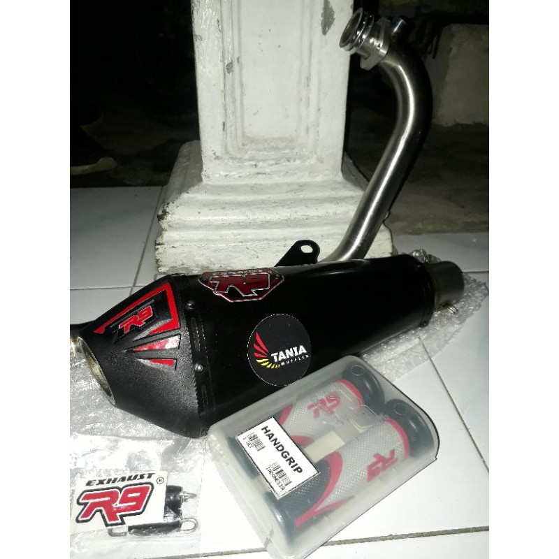 Knalpot R9 Assen Black Satria Fu karbu Original