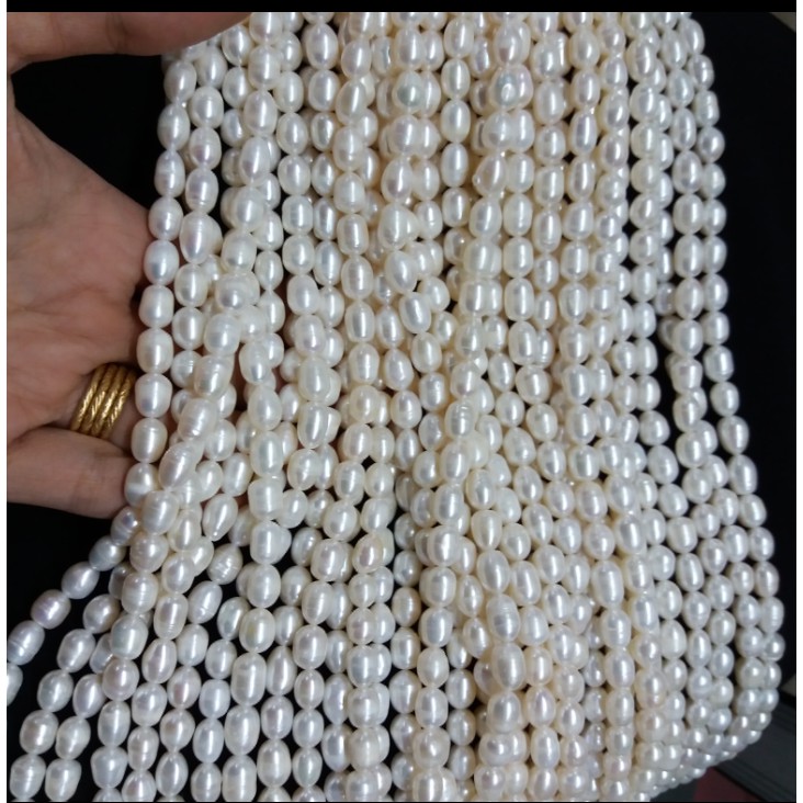 Lulu Pearl Mutiara Lombok - Kode S - MUTIARA LOMBOK ASLI = Rentengan Mutiara Air Tawar Oval Cantik