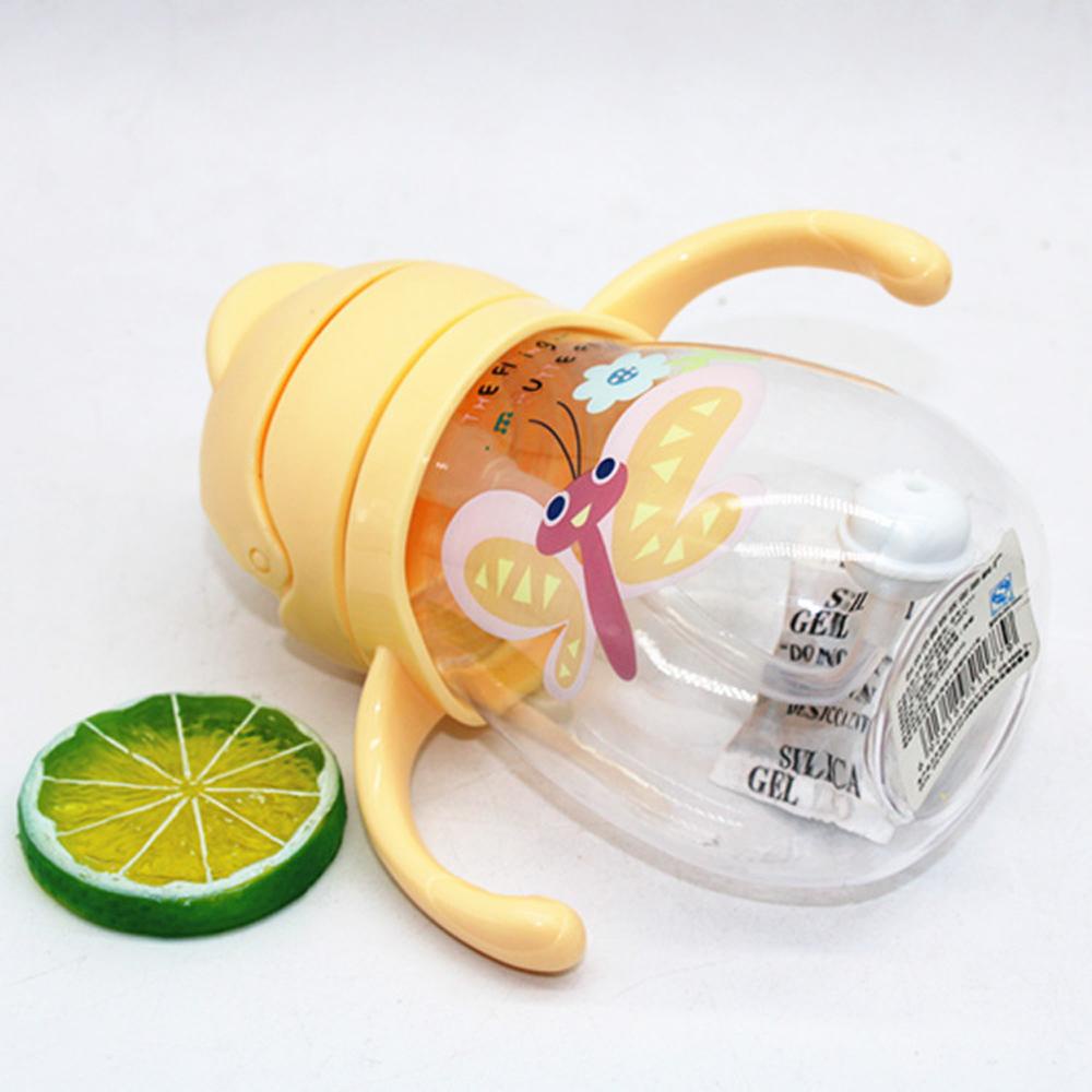 [Elegan] Botol Air Minum Anak Lucu 350ml Animal Belajar Kartun Straw Handle Bottle