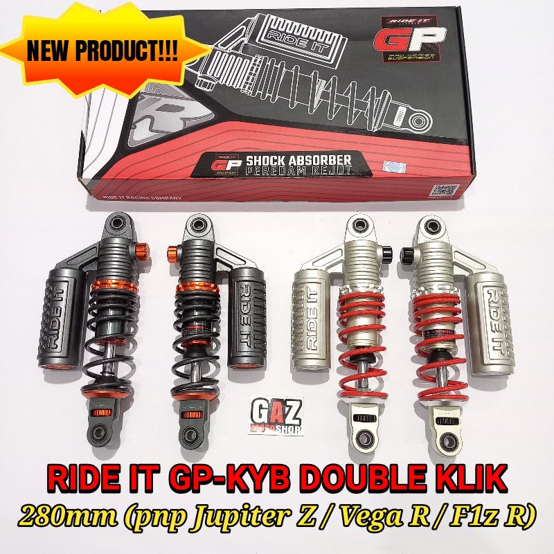 Shock RIDE IT GP 28 cm Model KYB Double Klik Shockbreaker Tabung GP CLASSIC 280 mm skok belakang Jupiter Z Fiz R F1zR Vega R ZR