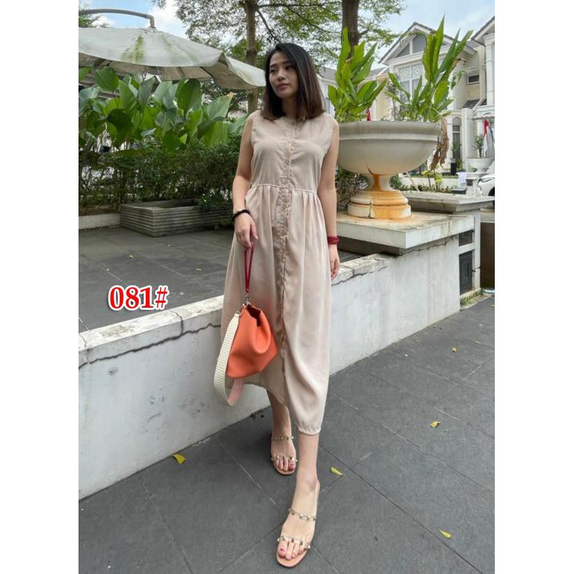 081#Dress wanita/Dress kancing