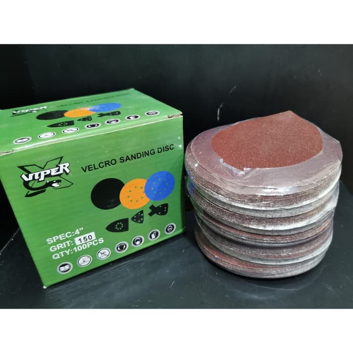 VIPER Amplas Bulat 4 Inch Grit 150 Velcro Sanding 1 Kotak (100 Pcs)