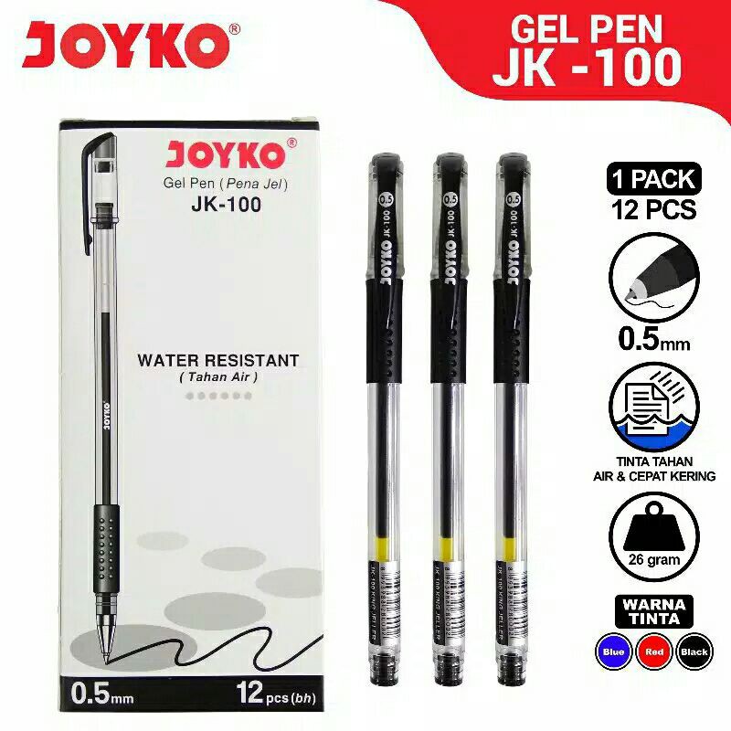 

Pulpen Gel Joyko JK-100, 0.5mm