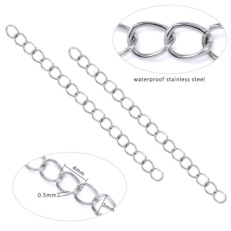 50 Pcs Stainless Steel Kalung Rantai Ekstensi Twist Extender Yang Dapat Dilepas Ekstensi Ekor Rantai Untuk Kalung Gelang Membuat DIY