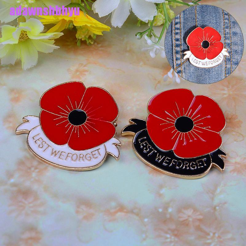 Bros pin Enamel Bentuk Bunga poppy Warna Merah