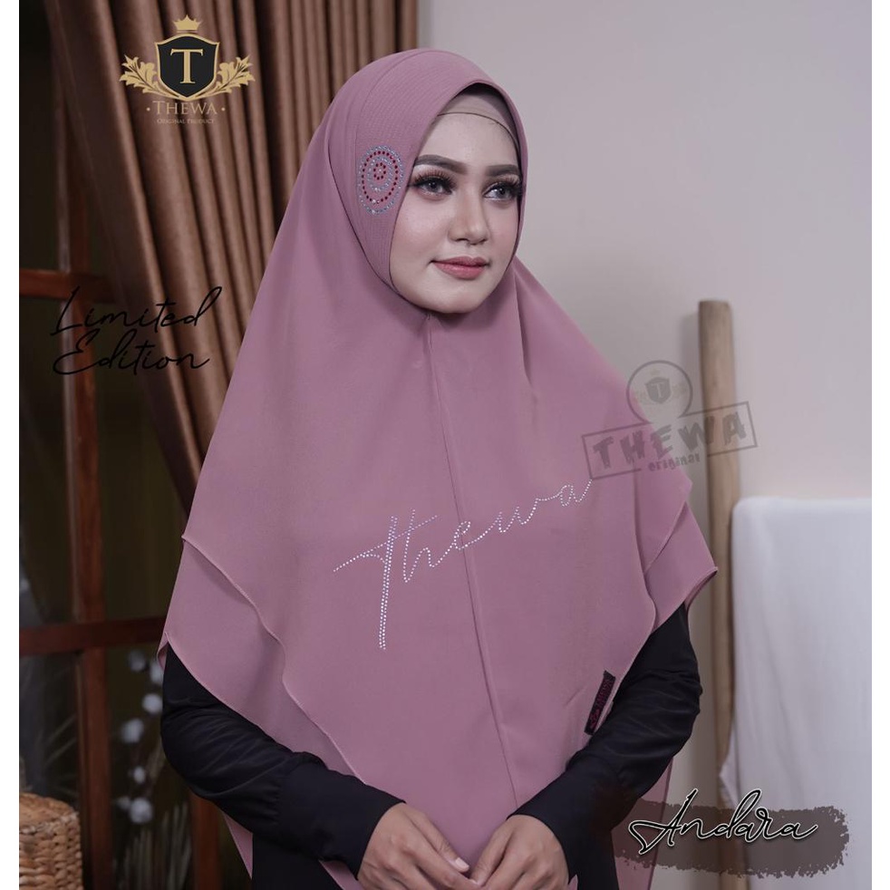 TERPOPULER THEWA - Hijab Khimar Andara Standar 2 Layer Kerudung Seruty Babydoll