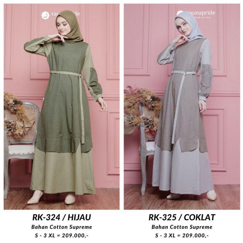GAMIS RAUNA RK 325 Coklat / RK 324 Hijau