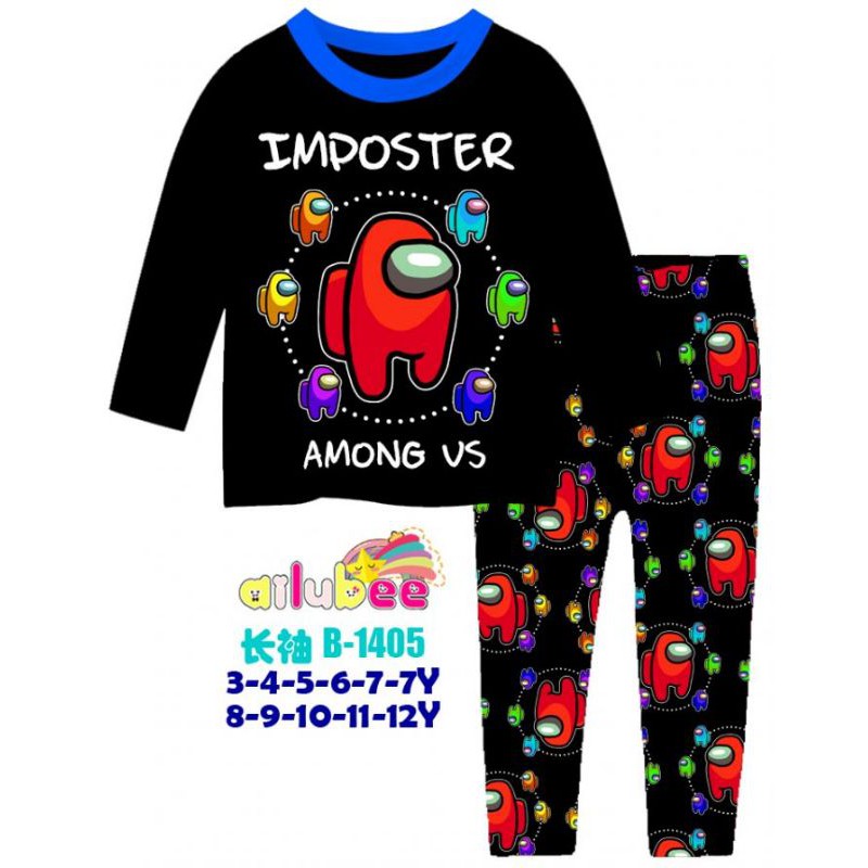 (3-13th)PIYAMA AMONG US ANAK LAKI COWOK,BAJU TIDUR AMONG US ANAK LAKI COWOK,BAJU KAOS AMONG US ANAK