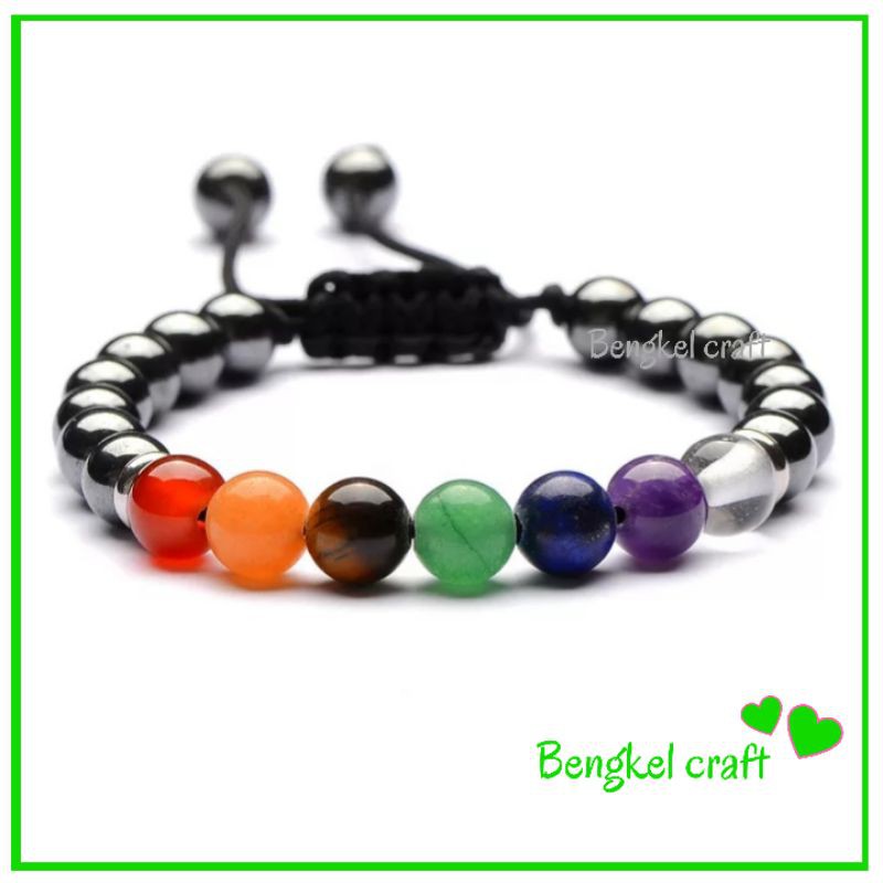 Natural Crystal Healing Properties Gelang Yoga batu alam 7 cakra keseimbangan tubuh