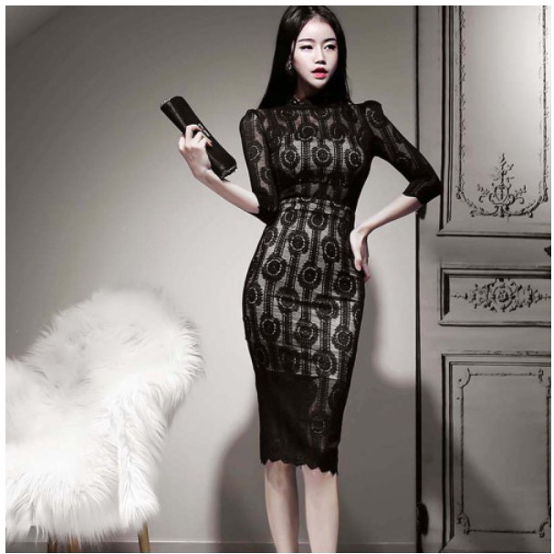 ladies lace midi dress