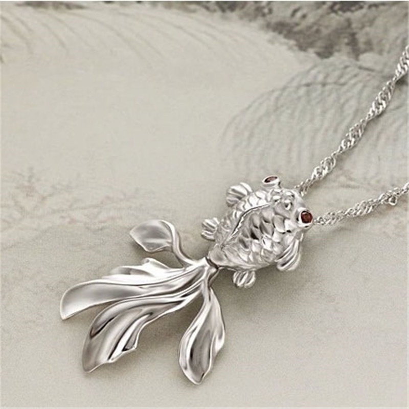 [Ready Stock]Fashion Silver Plated Fish Cute Pendant Necklace