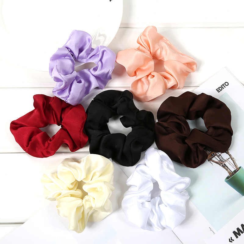 Ikat Rambut Scrunchie Satin Silk Kain Crepe Warna Pastel IMPORT Korea Hairband Kunciran Cepol Hijab Aksesoris Fashion Wanita