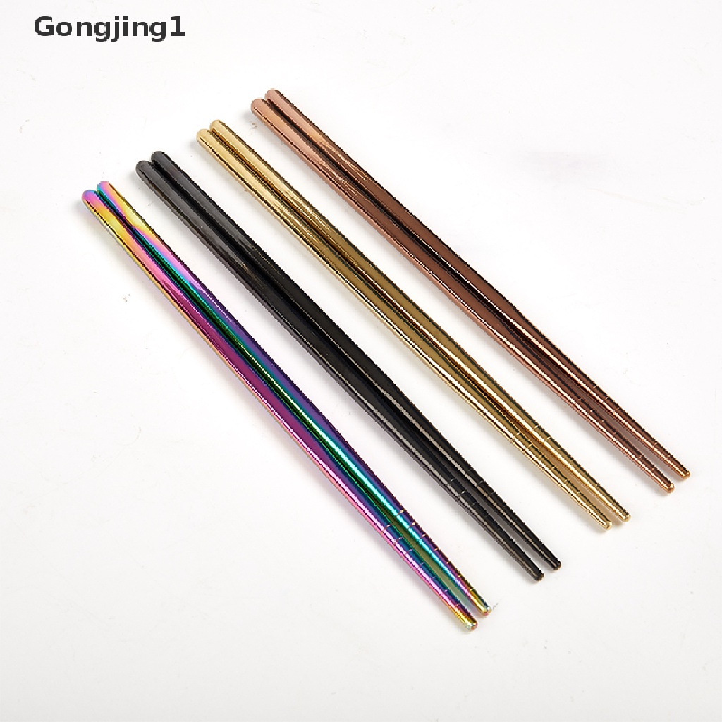 Gongjing1 1 Pasang Sumpit Stainless Steel Anti Slip