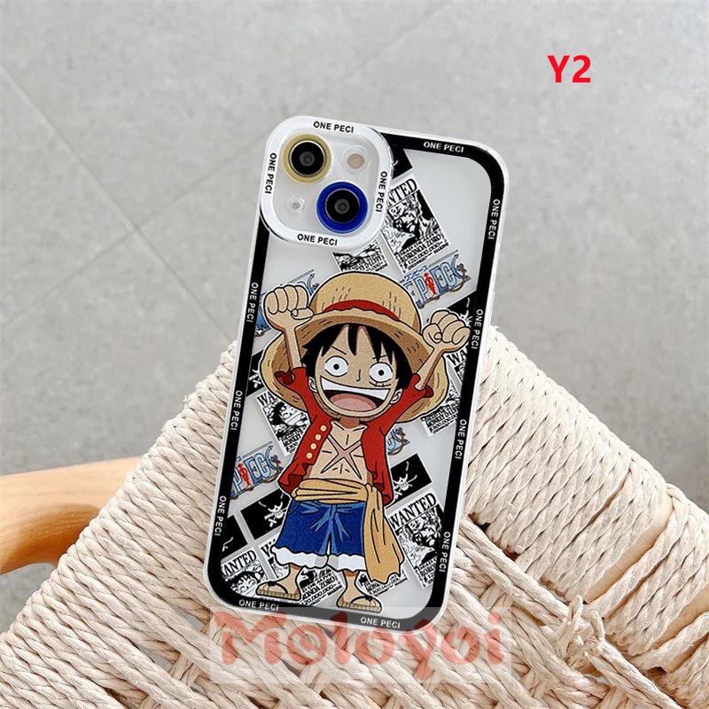 Soft Case TPU Transparan Motif Kartun Luffy One Piece Untuk iPhone 7 8 Plus 11 XR 12 13 11 Pro MAX 6 6S Plus X XS MAX SE 2020
