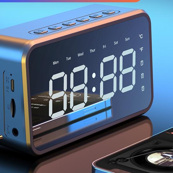 Speaker Bluetooth Portable Wireless Musik Box Jam Alarm LED Tampilan Digital Radio Mini Speker Stere