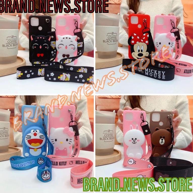 REALME C25 C25S C1 C2 C11 C12 C15 C21Y SOFT CASE KARAKTER /BONEKA DISNEY DOMPET KOIN/COI  + GANTUNGA