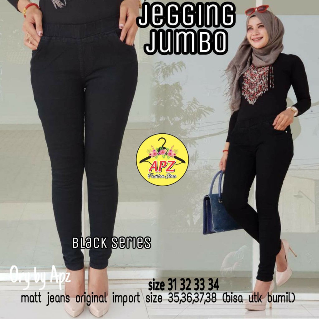 SIZE 31-38 !! JEGDE JEANS JEGGING POLOS BAHAN MELAR FULL PINGGANG KARET NYAMAN DIPAKAI